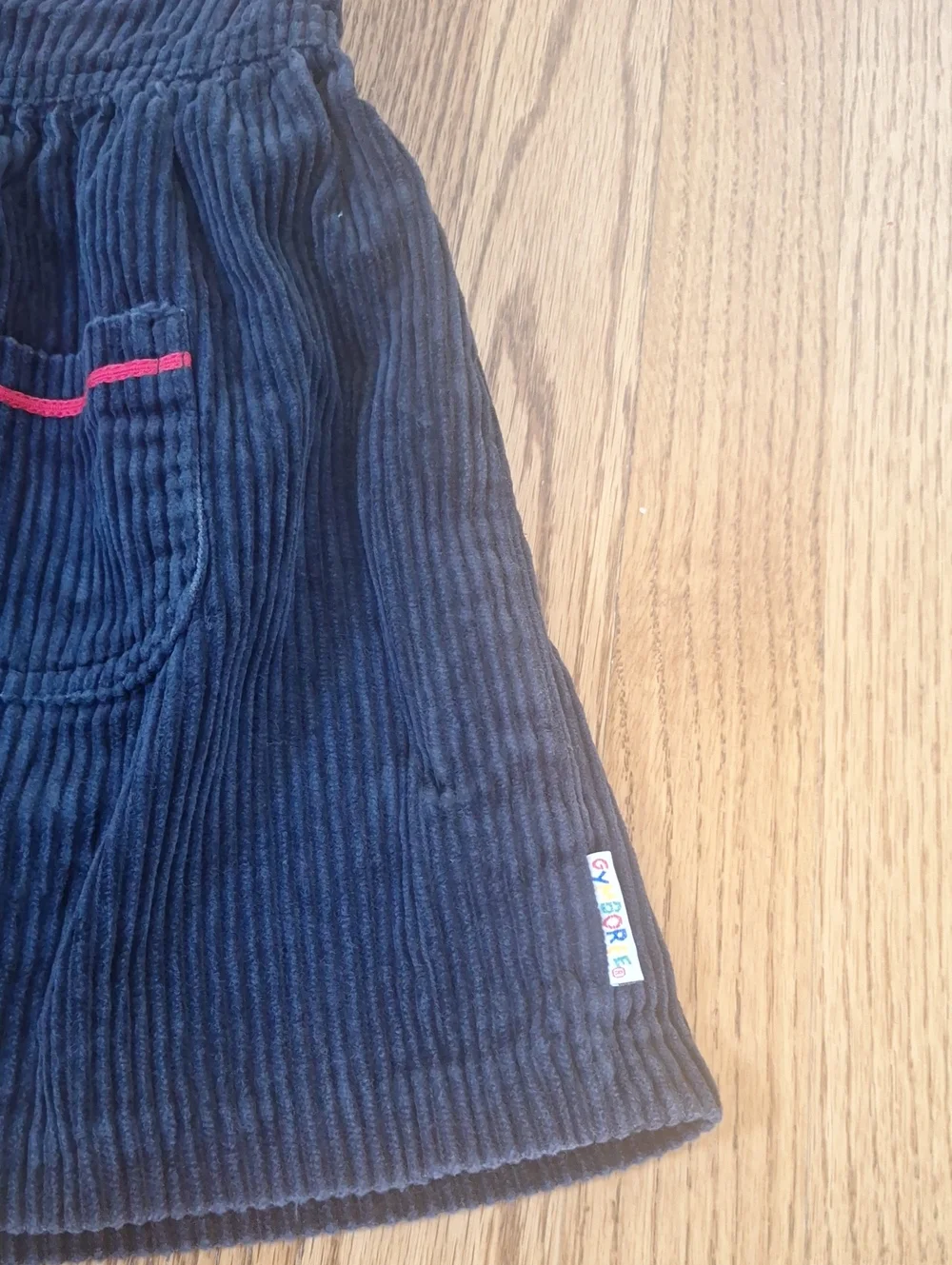 Vintage Gymboree Rainbow Tag Navy Corduroy Sleeveless Dress with Pockets M